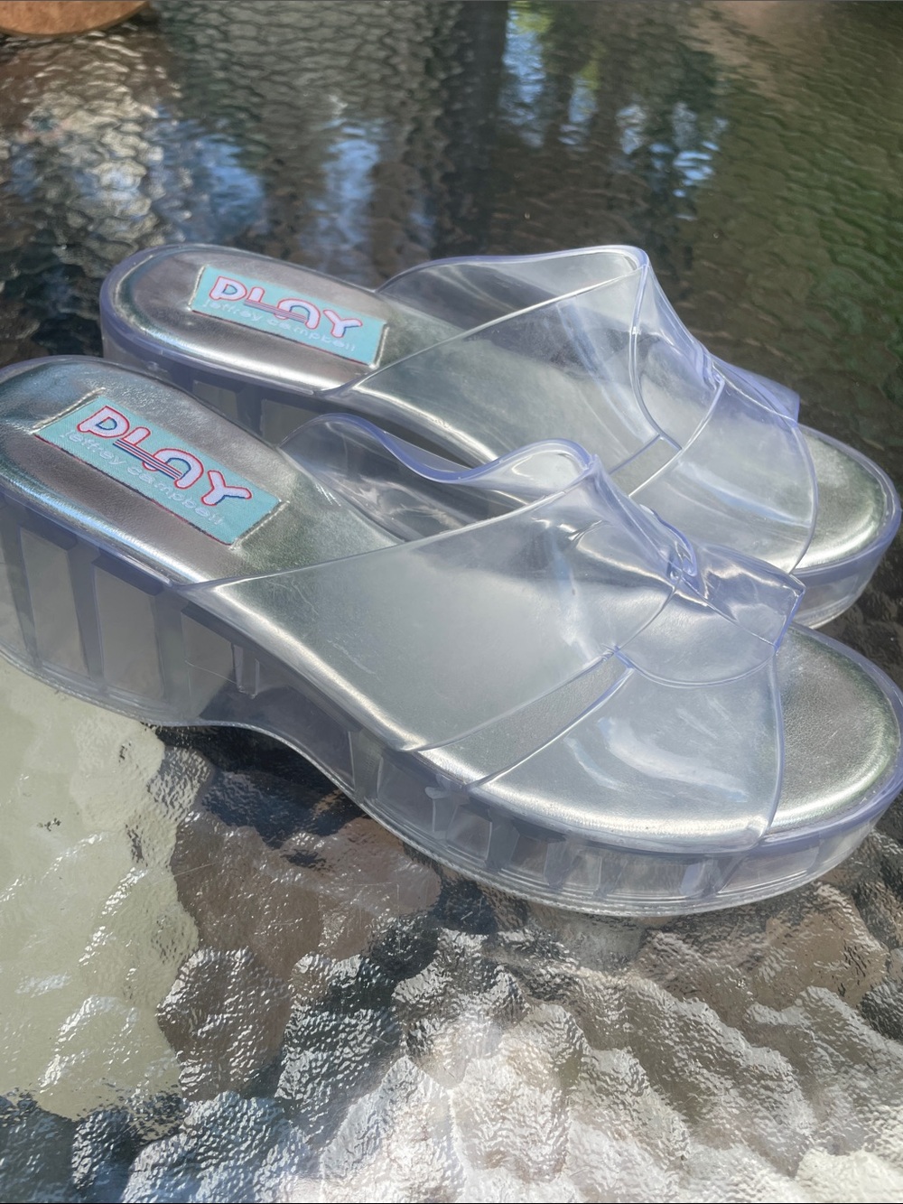 Clear Jeffrey Campbell jelly Platform Slide Sandals